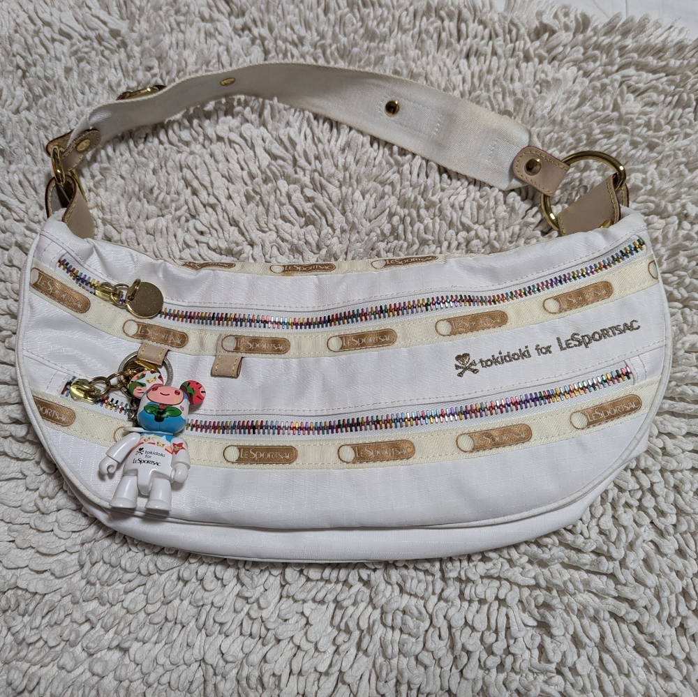 LeSportsac x Tokidoki White and Tan Shoulder Bag